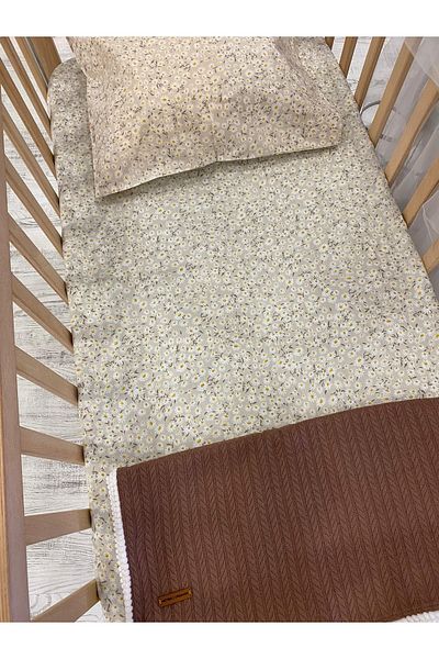 HEYBELİ ORGANİK 100% Cotton Fabric Baby/Child Elastic Sheet Set // Pillow Case+Elastic Sheet+Pom-Pom Pike