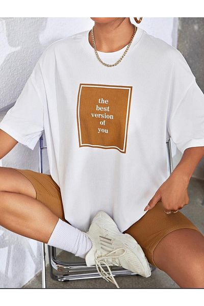 AFROGİYİM Γυναικείο μπλουζάκι The Best Vision Printed Oversize