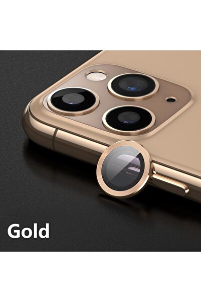 Miscase Iphone 12 Pro Max Toz Geçirmez Temperli Kamera Lens Koruyucu Gold