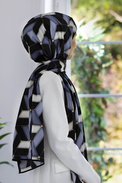 Vissona Γυναικείο σάλι πολυτελείας Medina Silk Indigo-2