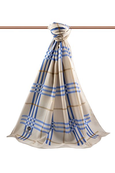 Vissona Γυναικείο Luxury Medina Silk Shawl Beige - Baby Blue