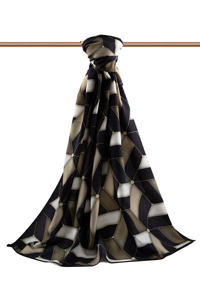 Vissona Γυναικείο σάλι πολυτελείας Medina Silk Beige-4