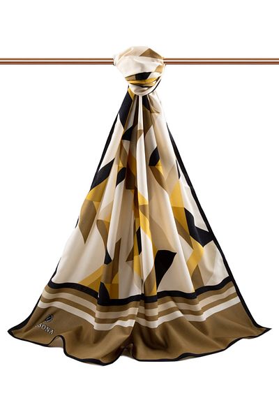 Vissona Γυναικείο σάλι πολυτελείας Medina Silk Beige-4