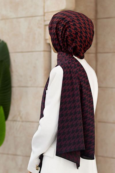 Vissona Γυναικείο πολυτελές μεταξωτό σάλι Medina Claret Red-1