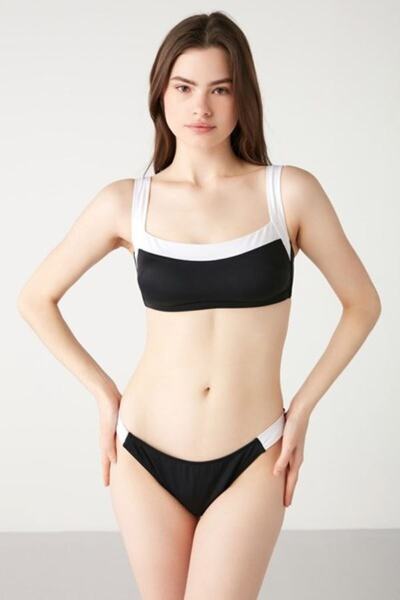 Kom Thick Strap Covered Cruella Solid Color Bustier Bikini