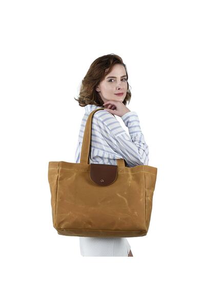 Cotto Shoes Camel Mumlu Kanvas Kadın Çantası