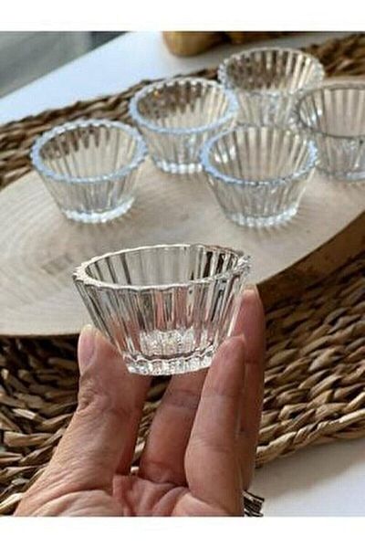 L'Opaline Glass Jam Bowl and Coffee Bowl, Sauce Bowl, Presentation Bowl, Mini Set of 6, Transparent Color