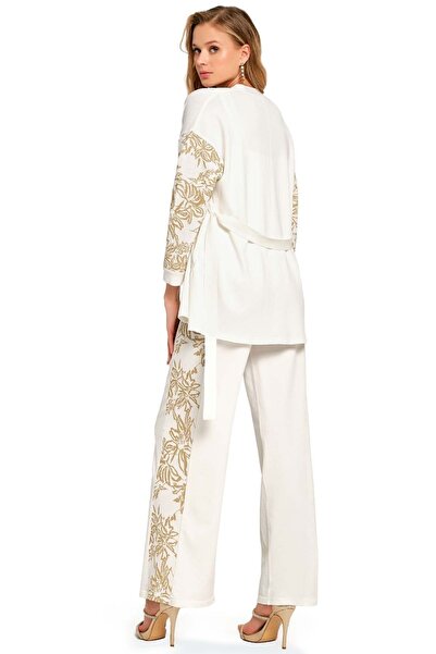 Guitar Wide Leg Ecru Knitwear Trousers