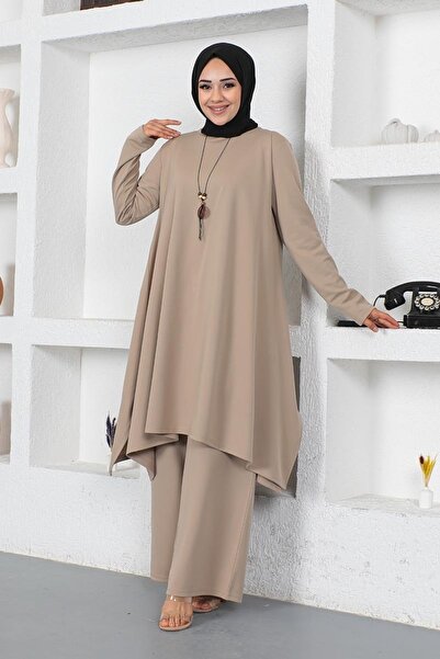 Genel Markalar Kolyeli Yırtmaç Detaylı Takım Vizon