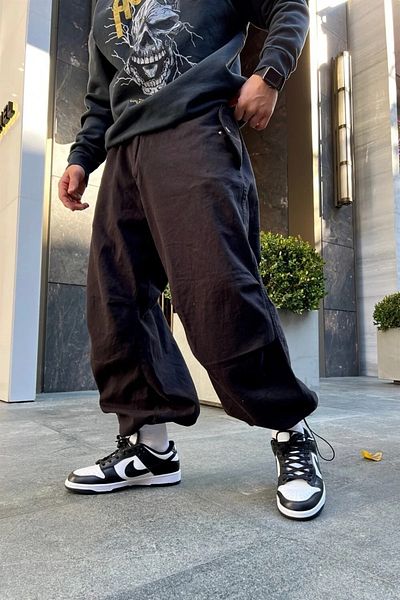 ellevana Parachute Style Baggy Jean Summer Oversize Unisex Trousers