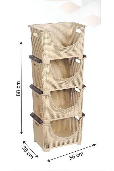 NESS AVM Büyük Boy 4 Katlı Çok Amaçlı Sebzelik Düzenleyici Raf Plastik