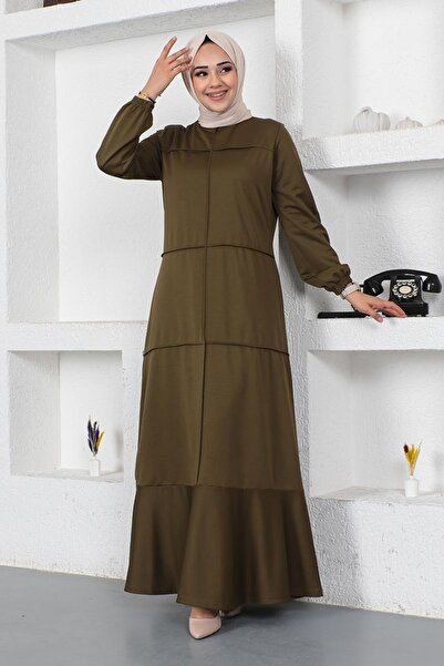 Generic Brand Khaki Stitching Detailed Dress