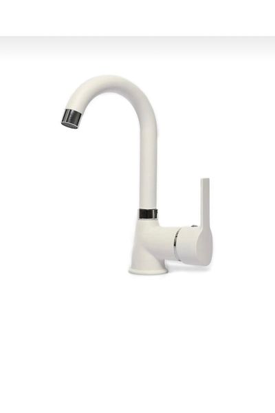 İSAOĞLU YAPI White Sink Faucet White Bathroom Faucet Matte White Faucet