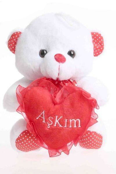 hediyecik Cute Plush Bear with Heart 20 cm