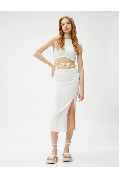 Koton Εκρού Φόρεμα 3SAL80015IK