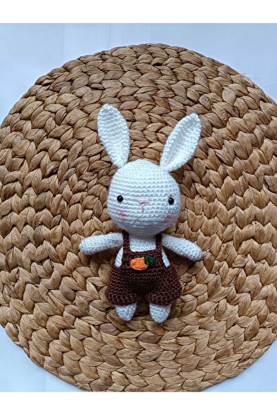 Ebi Amigurumi Organik Örgü Oyuncak Havuçlu Tulumlu Tavşan
