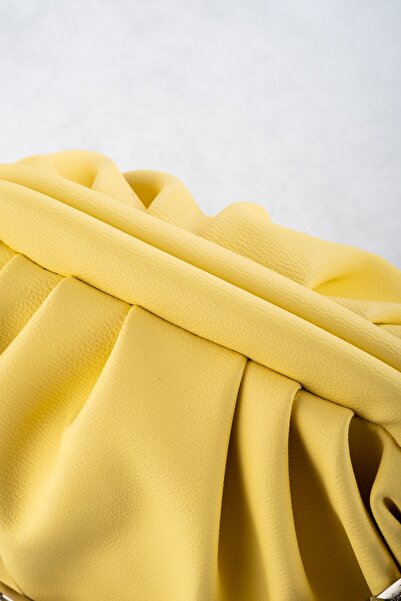 DK LEATHER Geantă clutch galbenă Porfolio pentru femei - Lanț cu șnur și geantă elegantă pentru femei pentru bretea crossbody zile