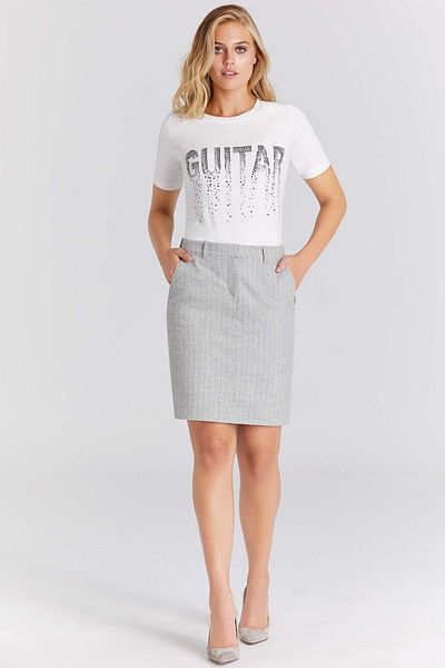 Guitar Striped Gray Wool Skirt