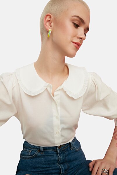 Trendyol Collection Ecru baba gallérral szőtt ing TWOSS22GO0083