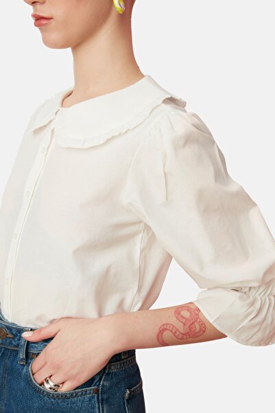 Trendyol Collection Ecru baba gallérral szőtt ing TWOSS22GO0083