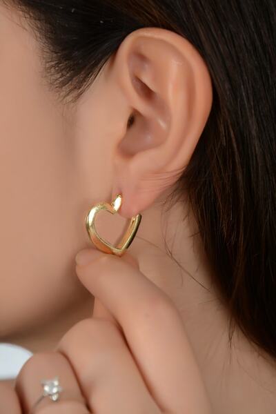 C&E Design Kadın Gold Kalpli Küpe