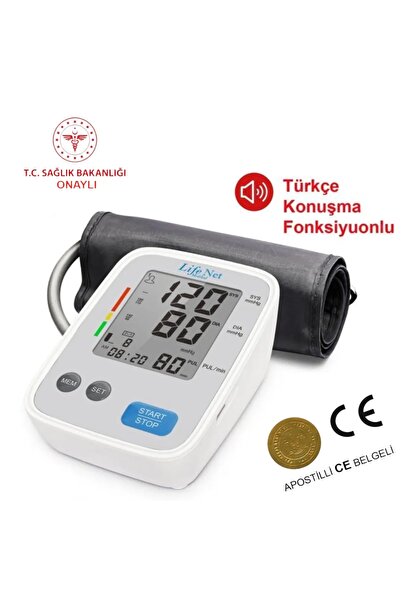 Life Net Medikal Türkçe Konuşan Pilli Ve Usb Ile Çalışan Üst Koldan Ölçer Dij...