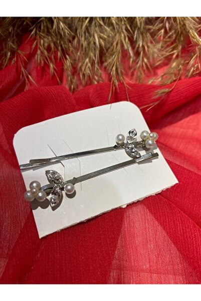sema aksesuar Μεταλλική πλαϊνή πόρπη σε ασημί χρώμα με μαργαριτάρι και πέτριν...