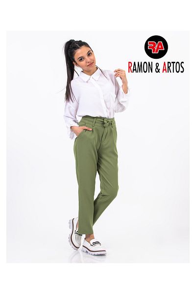RAMON&ARTOS Pantaloni drepti pentru fete cu două picioare din material textil Dabıl