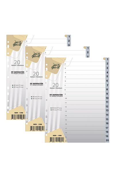 Gen-Of Partition Separator 3-Pieces with 1-20 Numbers (gen-1306)