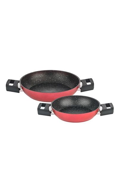 Hisar Ares Granite 2 Piece Pan Set Black Soft Touch (18 Cm+22 Cm)