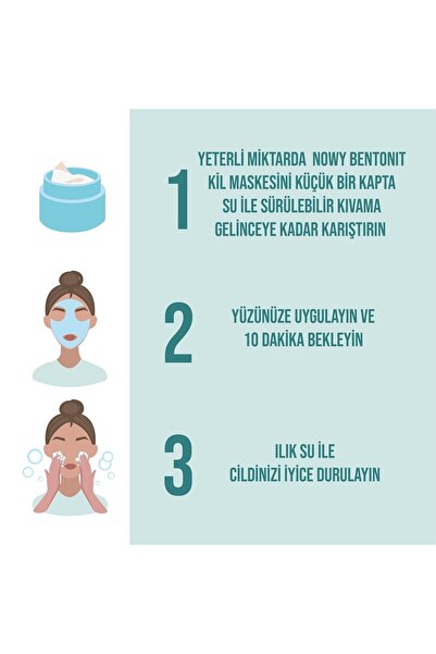 nowy Doğal Kil Maske(KaolinBentonite)YüzPeelingi-GözenekSıkılaştırıcı-Sivilce&AkneKarşıtı-YüzBakımMaskesi