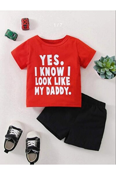 Tarzsokak Unisex dečija kombinacija majice i šortsa "Izgledam kao moj otac" Š...