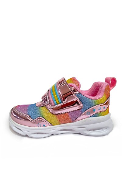 Vicco Kız Çocuk Işıklı Colorful Ortopedik Taban Bantlı Şık Spor Ayakkabı Girl Child Rainbow Shoes
