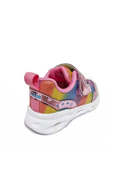 Vicco Kız Çocuk Işıklı Colorful Ortopedik Taban Bantlı Şık Spor Ayakkabı Girl Child Rainbow Shoes