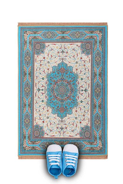 Bursa İpek Blue Velvet Children's Prayer Rug