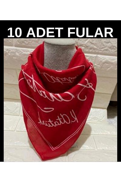 sema aksesuar 10 Pieces Red Atatürk Signed Cotton Fabric Scarf - Bandana - 19 May, 23 April, 29 October, 30 August
