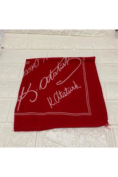 sema aksesuar 10 Pieces Red Atatürk Signed Cotton Fabric Scarf - Bandana - 19 May, 23 April, 29 October, 30 August