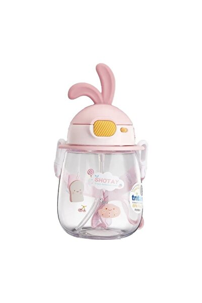 Shotay Esnek Tavşan Kulaklı Tritan Pembe Suluk & Matara 600ml