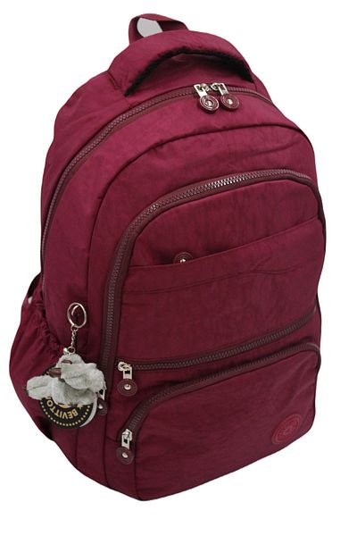 Bevitton Rucsac de școală unisex roșu Claret cu mai multe compartimente rezistent la apă 2400