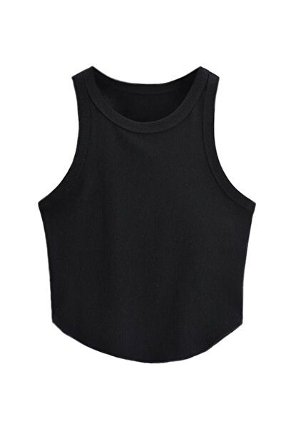 Liona Жіноча чорна блузка з овальною спідницею та круглим коміром