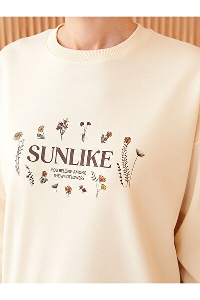 LC Waikiki Bisiklet Yaka Baskılı Uzun Kollu Kadın Tunik