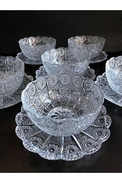 DİBA AVM 12 Pieces Glass Snack Bowl Presentation Magnolia-magnolia Bowl Bowl Snack Bowl Powder
