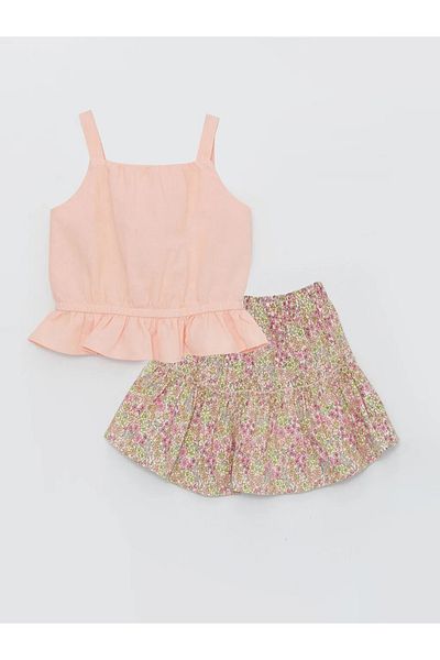 LC Waikiki Lcw Baby Bluse und Rock mit eckigem Kragen für Baby-Mädchen, 2er-Set