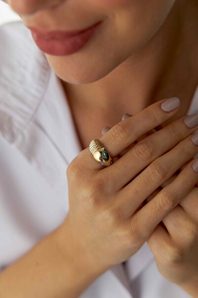 YAVUZ KUYUMCULUK 14 Ayar Altın Mineli Istiridye Yüzük