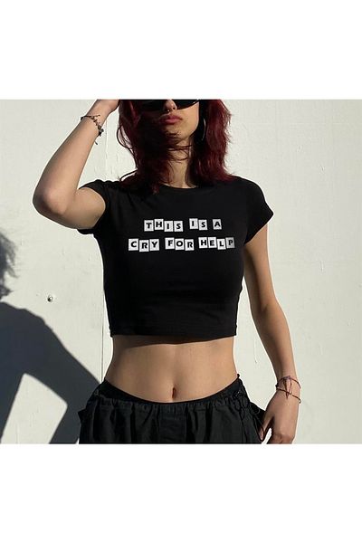 Touz This Is A Cry For Help Εκτυπωμένη μαύρη περικοπή