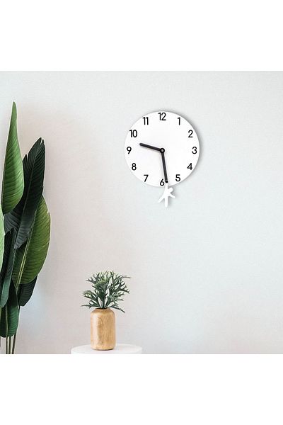CajuArt Yelkovandan Swinging Man Modern Design Wooden Wall Clock