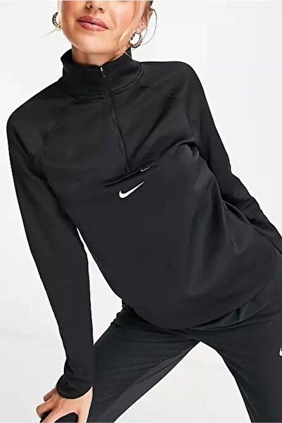 Nike Dri-fit Trail Running Midlayer Standart Kesim Siyah Çeyrek Fermuar Kadın...