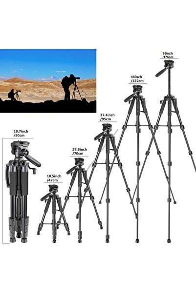 Dymax Cep Telefonları Için Bluetooth Kumandalı Ve Taşıma Çantalı 175cm Tripot Profesyonel 175cm Tripod