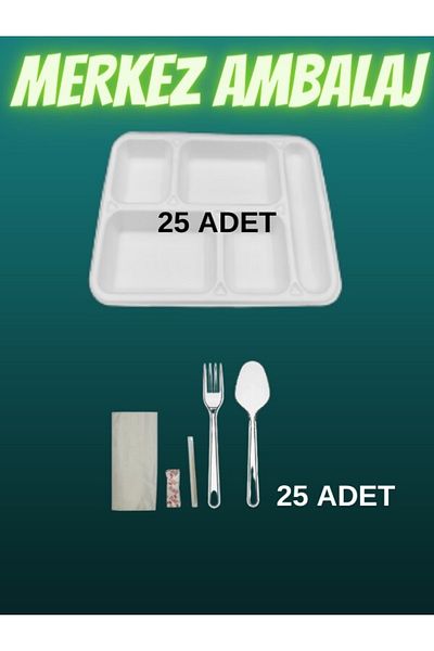 erze Henna Dining Set for Wedding Picnic Workplace and Office Mevlid 25 Pieces 5 Compartment Foam + 25 Pieces Set of 5