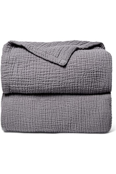 Tinybabyconcept Soft Organic 100% Cotton 4 Layer Muslin Baby Blanket Gray Color 110x110 Cm